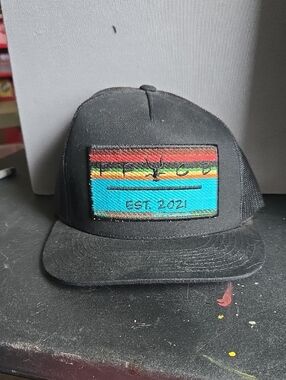 Black Trucker Cap with Multicolor Stripe Patch - EST. 2021